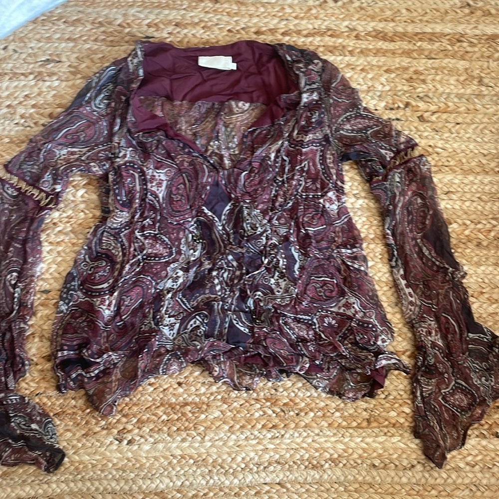 TJD flowy blouse with beautiful beading on arms size XS